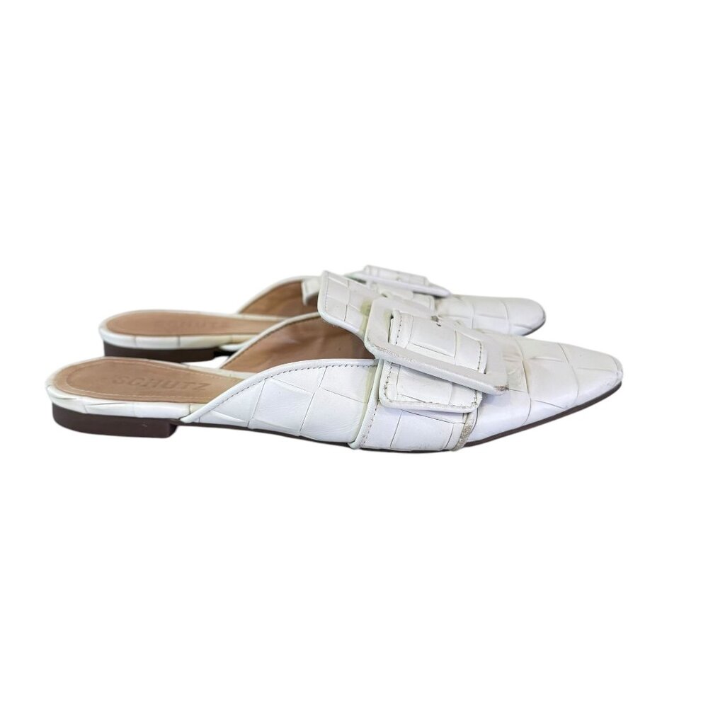 Schutz‎ Women's Savana Braided White Leather Closed Toe Clogs/ Mule  Size 7B